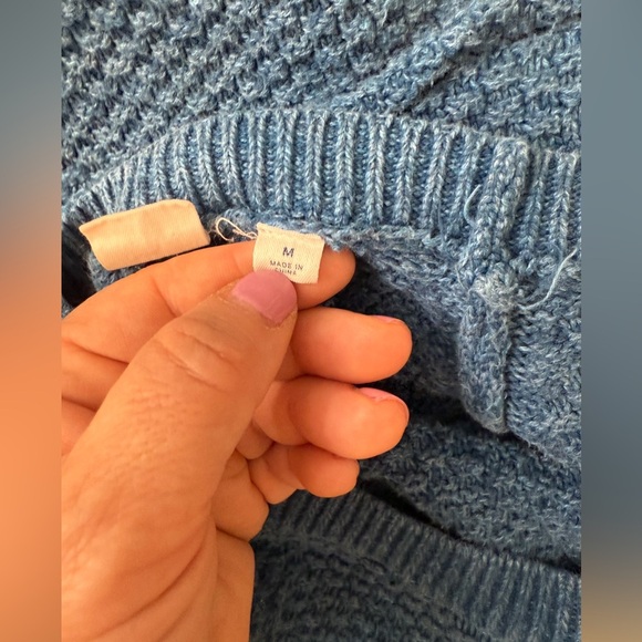 Gap Teal Blue Chunky Marl Knit Crew Neck Sweater Medium - Picture 2 of 9